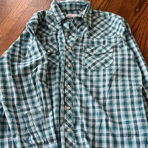 Wrangler Teal Plaid Casual Shirt